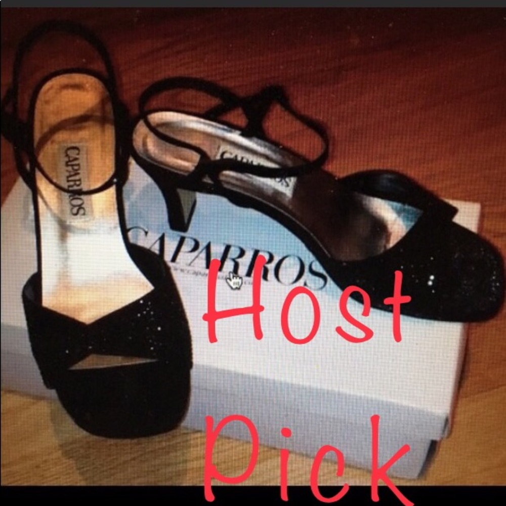 Black Dress Sparkle Open Toed Heels-